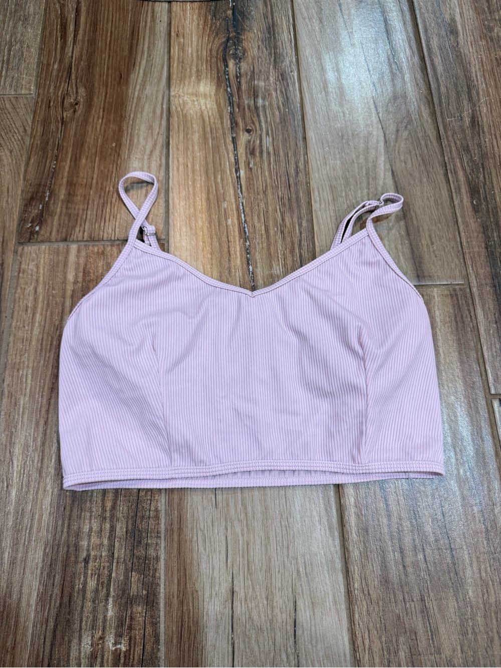 Kortni Jeane Ribbed Pink V'D Crop Swimsuit Top